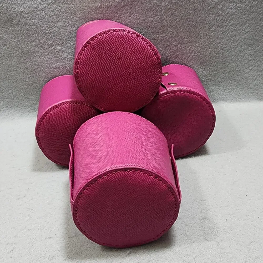 Elevation Vegan Leather Cup Holders x4 Magenta Fold Tone Hardware By Tina Wells